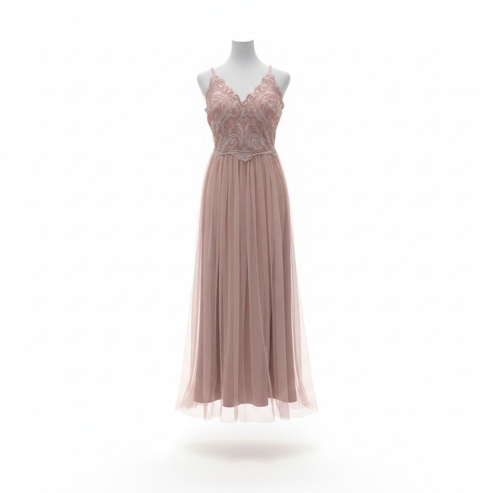 NWT Sweet Romance Maxi Dress Womens Small Pink Embroidered Tulle